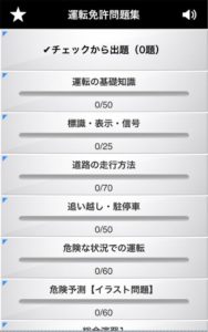 運転免許問題集　分野